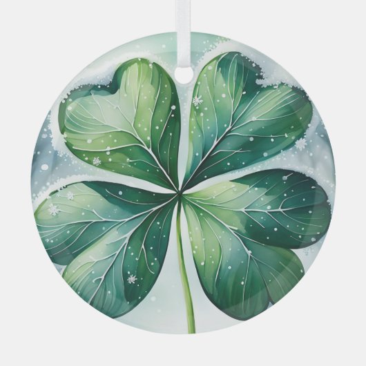 Irish Christmas Shamrock Glas Ornament (Voorkant)