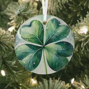 Irish Christmas Shamrock Glas Ornament