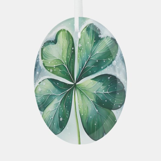 Irish Christmas Shamrock Glas Ornament (Voorkant links)