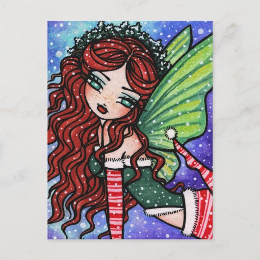 Irish Christmas Winter Snowflake Fairy Fantasy Gir Feestdagenkaart (Voorkant)