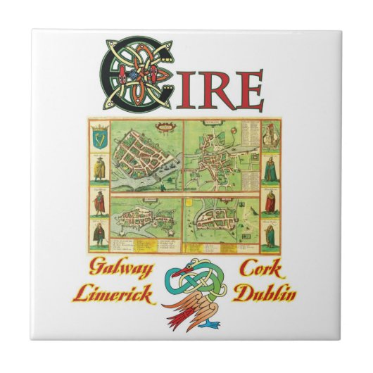 Irish Cities Tile en Trivet Tegeltje (Voorkant)