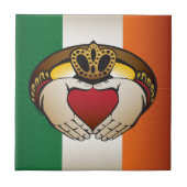 Irish Claddagh Flag Crest Tegeltje (Voorkant)