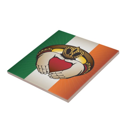 Irish Claddagh Flag Crest Tegeltje (Zijkant)