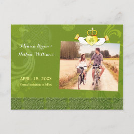 Irish Claddagh Hart Huwelijksfoto Save the Date Aankondigingskaart