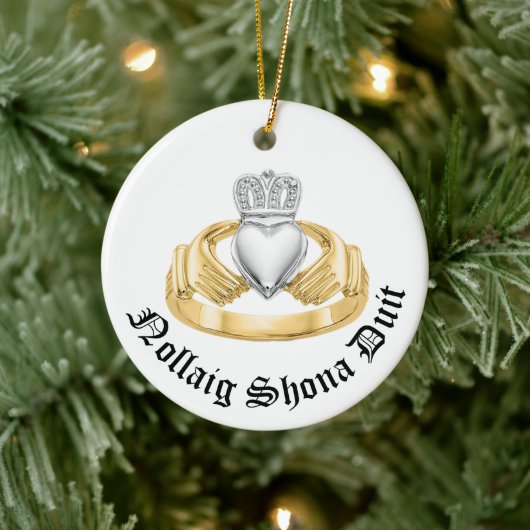 Irish Claddagh - Nollaig Shona Duit Keramisch Ornament (Boom)