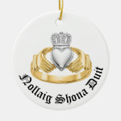 Irish Claddagh - Nollaig Shona Duit Keramisch Ornament (Voorkant)