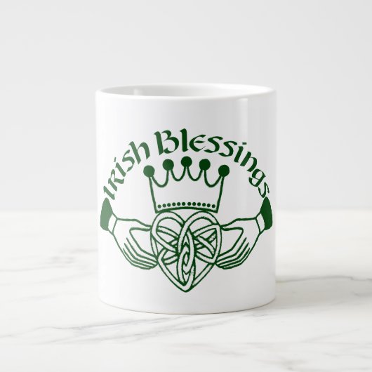 Irish Claddagh Ring Celtic Heart Blessings Grote Koffiekop (Voorkant)