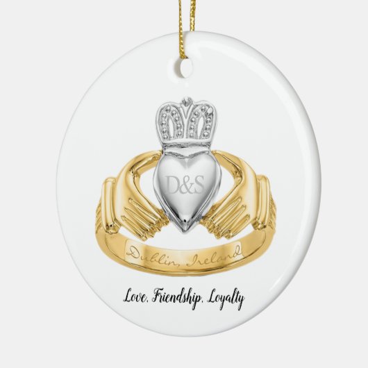 Irish Claddagh Ring gepersonaliseerd Keramisch Ornament (Links)