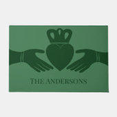 Irish Claddagh Ring Grafisch Groen Gepersonaliseer Deurmat (Voorkant)