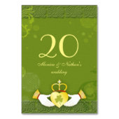 Irish Claddagh Ring Green Wedding Table Numbers Kaart (Achterkant)