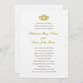 Irish Claddagh Ring Invitation Gold Kaart (Voorkant / Achterkant)