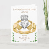 Irish Claddagh Ring & Shamrocks Valentijnsdag Kaart (Voorkant)