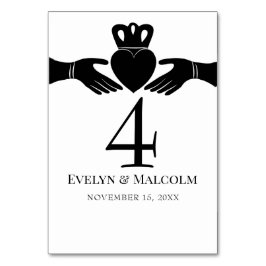 Irish Claddagh Ring Simple Black and White Wedding Kaart