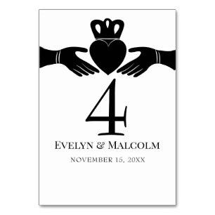 Irish Claddagh Ring Simple Black and White Wedding Kaart