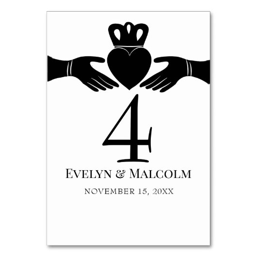 Irish Claddagh Ring Simple Black and White Wedding Kaart (Voorkant)