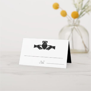 Irish Claddagh Ring Simple Black and White Wedding Plaatskaartje