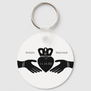 Irish Claddagh Ring Simple Black and White Wedding Sleutelhanger