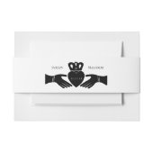 Irish Claddagh Ring Simple Black and White Wedding Uitnodigingen Wikkel (Voorkant Voorbeeld)