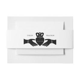 Irish Claddagh Ring Simple Black and White Wedding Uitnodigingen Wikkel