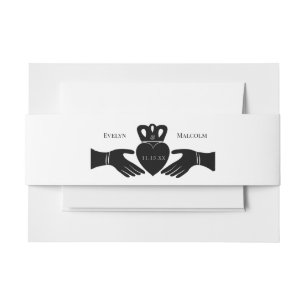 Irish Claddagh Ring Simple Black and White Wedding Uitnodigingen Wikkel