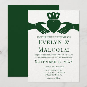 Irish Claddagh Ring Simple Graphic Green Wedding Kaart