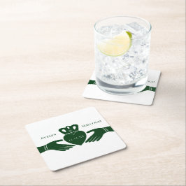 Irish Claddagh Ring Simple Graphic Green Wedding Kartonnen Onderzetters