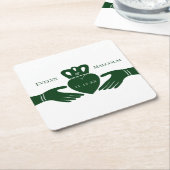 Irish Claddagh Ring Simple Graphic Green Wedding Kartonnen Onderzetters (Schuin)