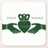 Irish Claddagh Ring Simple Graphic Green Wedding Kartonnen Onderzetters (Voorkant)