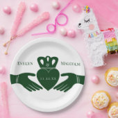 Irish Claddagh Ring Simple Graphic Green Wedding Papieren Bordje (Feest)