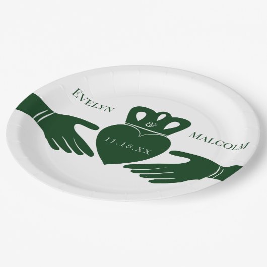 Irish Claddagh Ring Simple Graphic Green Wedding Papieren Bordje (Gekanteld)