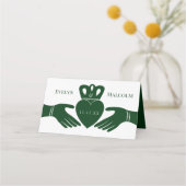 Irish Claddagh Ring Simple Graphic Green Wedding Plaatskaartje (Achterkant)