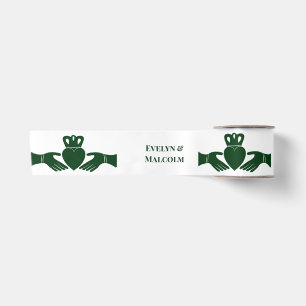 Irish Claddagh Ring Simple Graphic Green Wedding Satijnen Lint