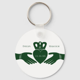 Irish Claddagh Ring Simple Graphic Green Wedding Sleutelhanger