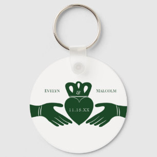 Irish Claddagh Ring Simple Graphic Green Wedding Sleutelhanger