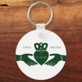 Irish Claddagh Ring Simple Graphic Green Wedding Sleutelhanger (Voorkant)
