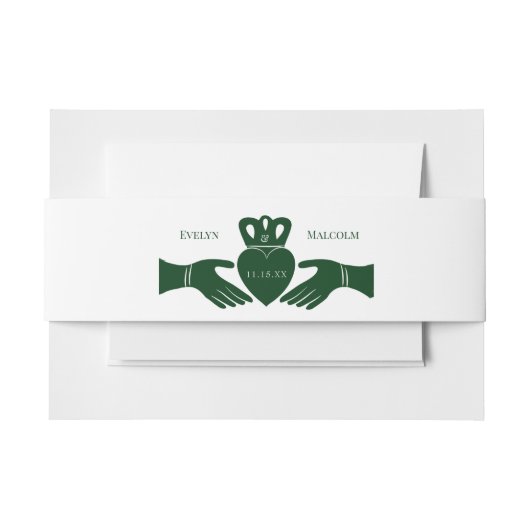 Irish Claddagh Ring Simple Graphic Green Wedding Uitnodigingen Wikkel (Voorkant Voorbeeld)