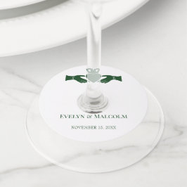 Irish Claddagh Ring Simple Graphic Green Wedding Wijnglaslabel