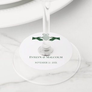 Irish Claddagh Ring Simple Graphic Green Wedding Wijnglaslabel