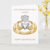 Irish Claddagh Ring Valentijnsdag Kaart (Gele Bloem)