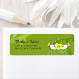 Irish Claddagh Ring Wedding Return Address Etiket