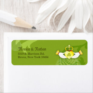 Irish Claddagh Ring Wedding Return Address Etiket