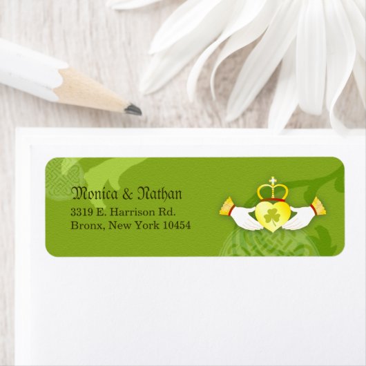 Irish Claddagh Ring Wedding Return Address Etiket (Insitu)