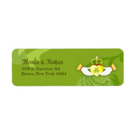 Irish Claddagh Ring Wedding Return Address Etiket