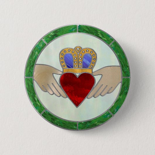 Irish Claddagh Ronde Button 5,7 Cm (Voorkant)