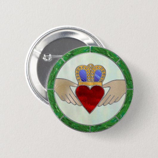 Irish Claddagh Ronde Button 5,7 Cm (Voorkant /achterkant)