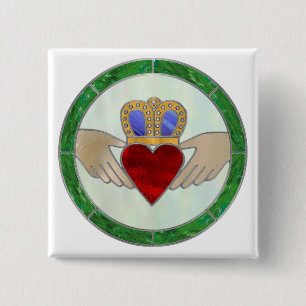 Irish Claddagh Vierkante Button 5,1 Cm