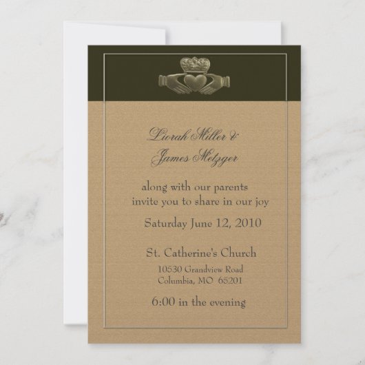 Irish Claddagh Wedding Invitation Kaart (Voorkant)