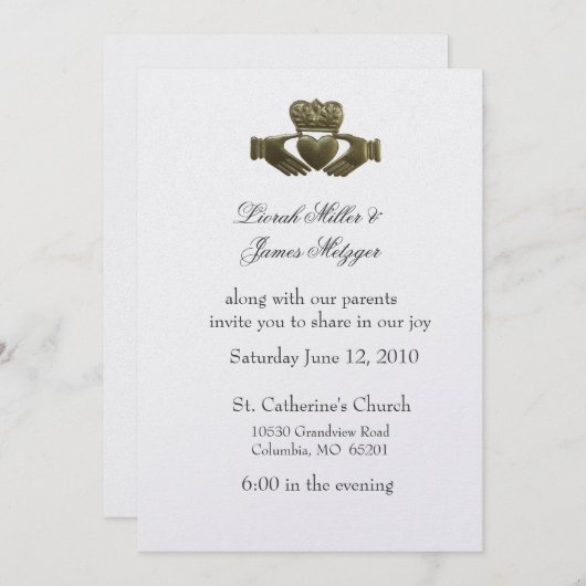 Irish Claddagh Wedding Invitation Kaart (Voorkant / Achterkant)