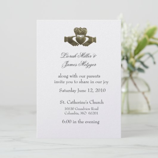 Irish Claddagh Wedding Invitation Kaart (Staand voorkant)