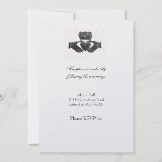 Irish Claddagh Wedding Invitation Kaart (Achterkant)